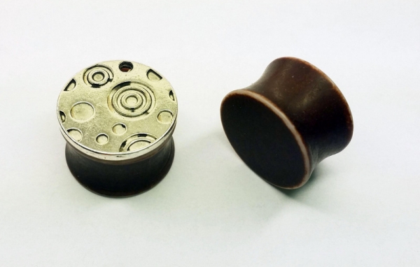 Metall Plugs 16mm Paar 1,6cm Tunnel Plug Love leaf